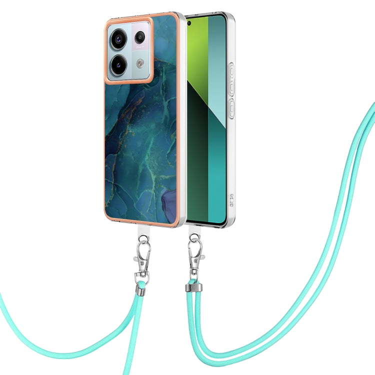 Electroplating Marble Dual-side IMD Phone Case with Lanyard, For Xiaomi Redmi Note 13 Pro+ 5G, For Xiaomi Redmi Note 13 Pro 5G Global, For Xiaomi 13T/13T Pro, For Xiaomi Poco F5 5G