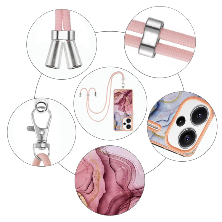 Electroplating Marble Dual-side IMD Phone Case with Lanyard, For Xiaomi Redmi Note 13 Pro+ 5G, For Xiaomi Redmi Note 13 Pro 5G Global, For Xiaomi 13T/13T Pro, For Xiaomi Poco F5 5G