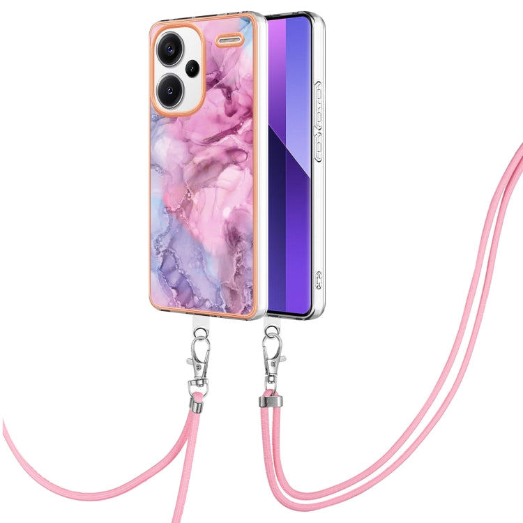 Electroplating Marble Dual-side IMD Phone Case with Lanyard, For Xiaomi Redmi Note 13 Pro+ 5G, For Xiaomi Redmi Note 13 Pro 5G Global, For Xiaomi 13T/13T Pro, For Xiaomi Poco F5 5G