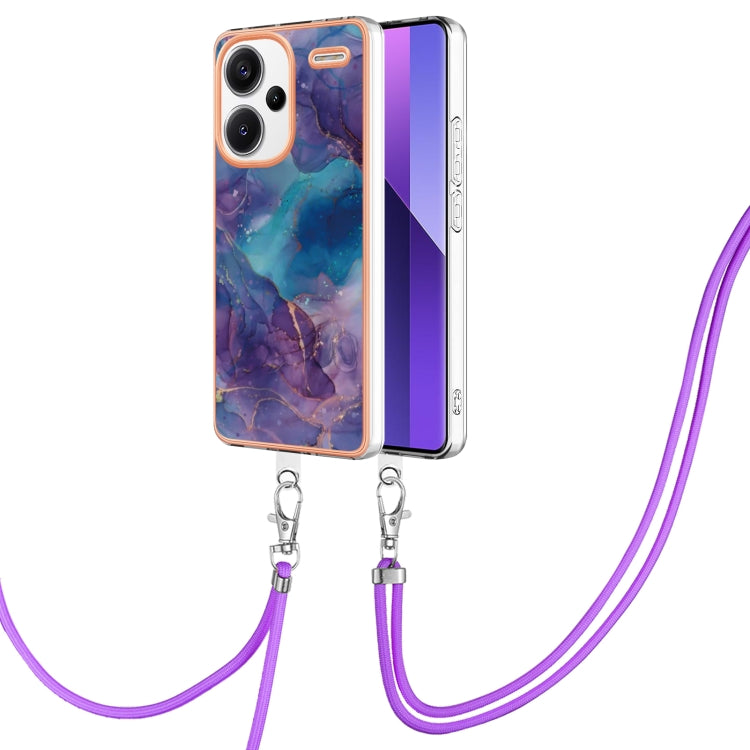 Electroplating Marble Dual-side IMD Phone Case with Lanyard, For Xiaomi Redmi Note 13 Pro+ 5G, For Xiaomi Redmi Note 13 Pro 5G Global, For Xiaomi 13T/13T Pro, For Xiaomi Poco F5 5G