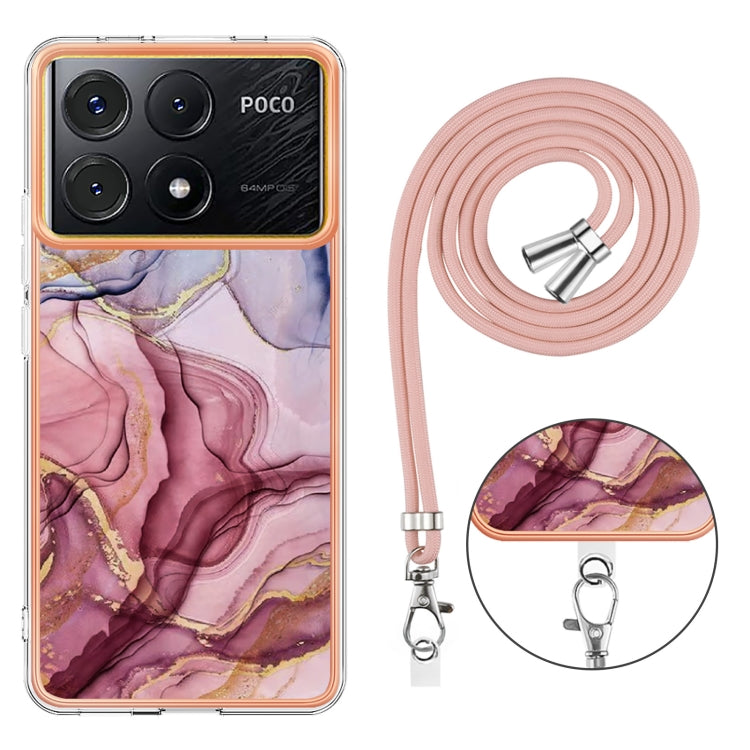 Electroplating Marble Dual-side IMD Phone Case with Lanyard