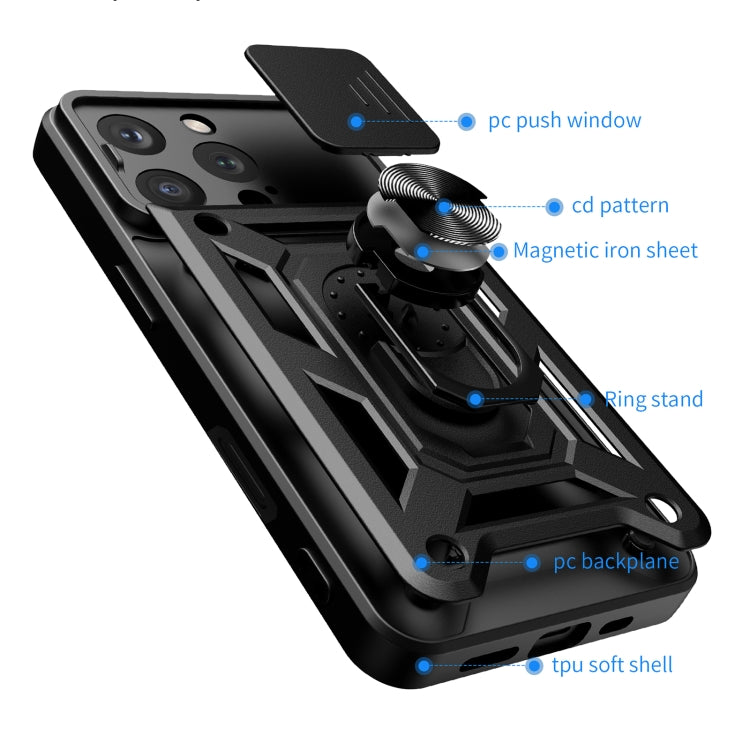 Sliding Camera Cover Design TPU+PC Phone Case, For iPhone 16 Pro, For iPhone 16 Plus, For iPhone 16, For iPhone 15 Pro