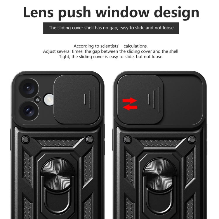 Sliding Camera Cover Phone Case For iPhone 16 Plus 16 15 Pro PU TPU PC