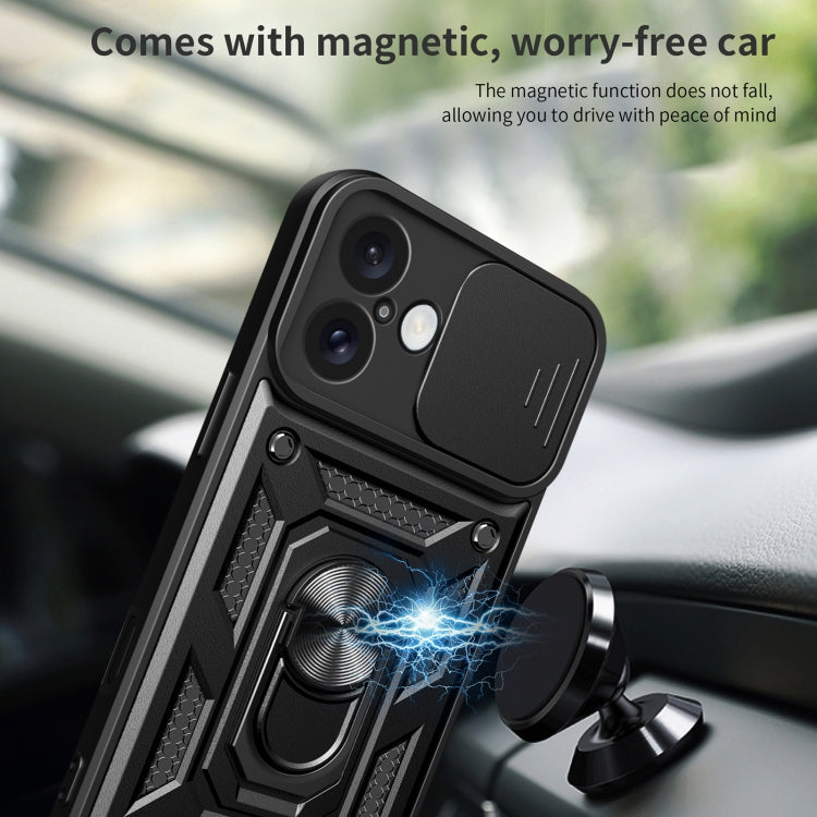 Sliding Camera Cover Phone Case For iPhone 16 Plus 16 15 Pro PU TPU PC
