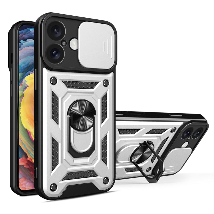 Sliding Camera Cover Phone Case For iPhone 16 Plus 16 15 Pro PU TPU PC