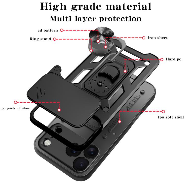 Sliding Camera Cover Design TPU+PC Phone Case, For iPhone 16e, For iPhone 16 Pro Max, For iPhone 16 Pro