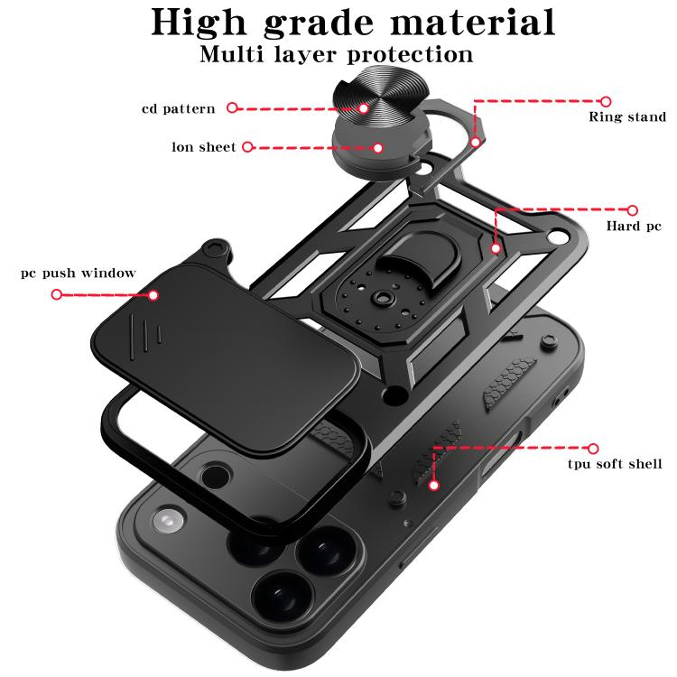 Sliding Camera Cover Design TPU+PC Phone Case, For iPhone 16e, For iPhone 16 Pro Max, For iPhone 16 Pro