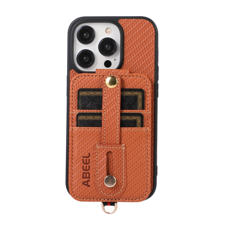 ABEEL Carbon Fiber RFID Card Holder Phone Case, For iPhone 15 Pro Max, For iPhone 15 Pro, For iPhone 14 Pro, For iPhone 14 Pro Max, For iPhone 13 Pro Max, For iPhone 13 Pro