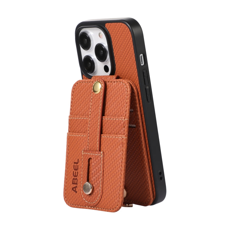 ABEEL Carbon Fiber RFID Card Holder Phone Case, For iPhone 15 Pro Max, For iPhone 15 Pro, For iPhone 14 Pro, For iPhone 14 Pro Max, For iPhone 13 Pro Max, For iPhone 13 Pro