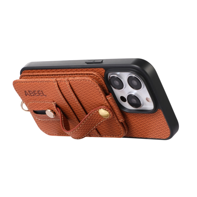 ABEEL Carbon Fiber RFID Card Holder Phone Case, For iPhone 15 Pro Max, For iPhone 15 Pro, For iPhone 14 Pro, For iPhone 14 Pro Max, For iPhone 13 Pro Max, For iPhone 13 Pro