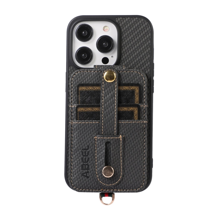 ABEEL Carbon Fiber RFID Card Holder Phone Case, For iPhone 15 Pro Max, For iPhone 15 Pro, For iPhone 14 Pro, For iPhone 14 Pro Max, For iPhone 13 Pro Max, For iPhone 13 Pro