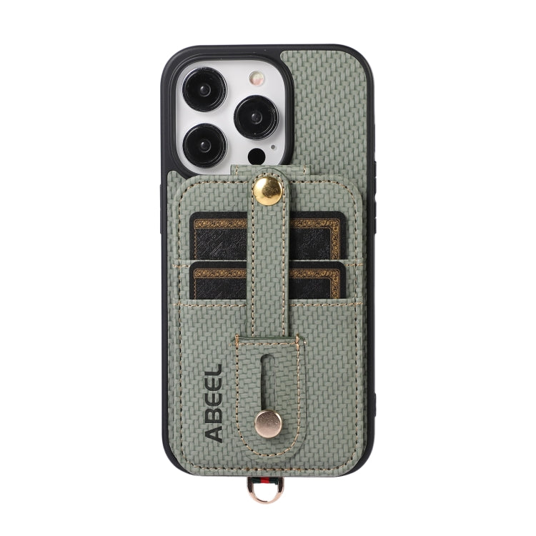ABEEL Carbon Fiber RFID Card Holder Phone Case, For iPhone 15 Pro Max, For iPhone 15 Pro, For iPhone 14 Pro, For iPhone 14 Pro Max, For iPhone 13 Pro Max, For iPhone 13 Pro