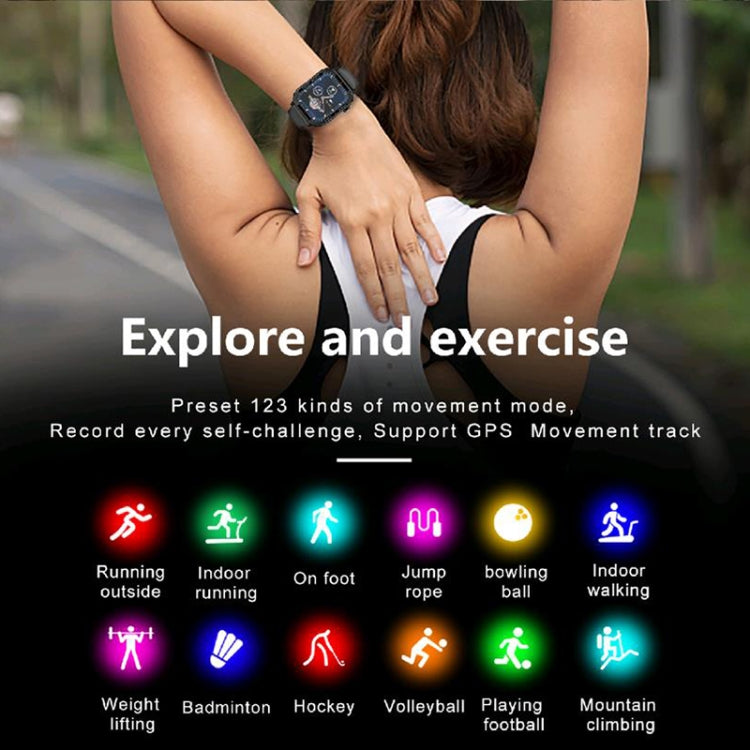 Montre connectée robuste G96 avec écran carré HD de 1,85 pouce, compatible appels Bluetooth, surveillance de la fréquence cardiaque et de l'oxygène dans le sang.