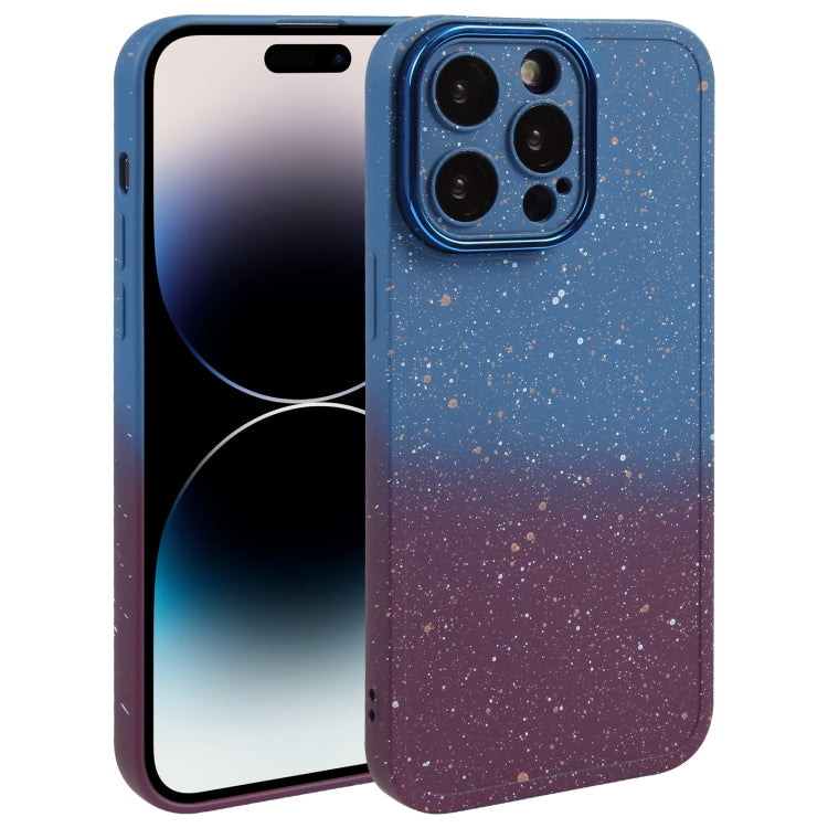 Gradient Starry Silicone Phone Case with Lens Film, For iPhone 15 Plus, For iPhone 14 Pro, For iPhone 15, For iPhone 14 Pro Max