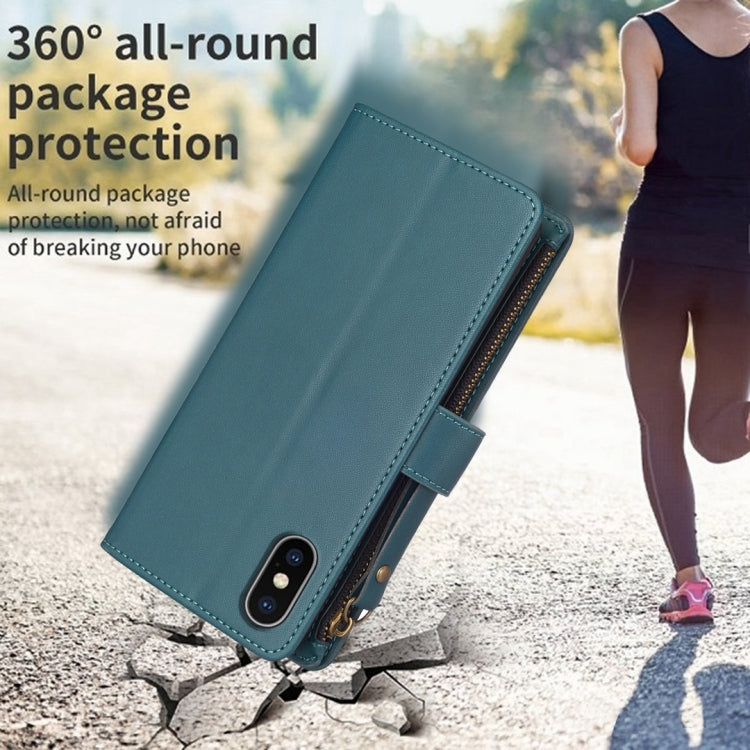 9 Card Slots Zipper Wallet Leather Flip Phone Case, For iPhone XS / X, For iPhone XR, For iPhone XS Max, For iPhone 8 Plus / 7 Plus