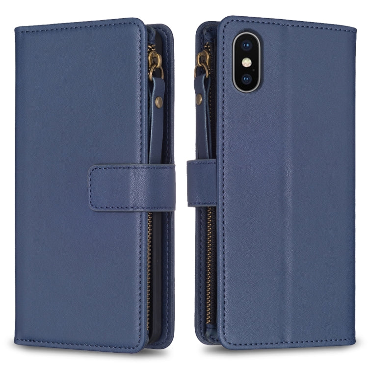 9 Card Slots Zipper Wallet Leather Flip Phone Case, For iPhone XS / X, For iPhone XR, For iPhone XS Max, For iPhone 8 Plus / 7 Plus
