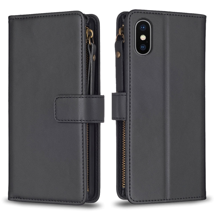9 Card Slots Zipper Wallet Leather Flip Phone Case, For iPhone XS / X, For iPhone XR, For iPhone XS Max, For iPhone 8 Plus / 7 Plus