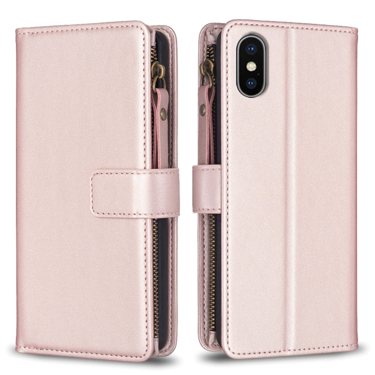 9 Card Slots Zipper Wallet Leather Flip Phone Case, For iPhone XS / X, For iPhone XR, For iPhone XS Max, For iPhone 8 Plus / 7 Plus