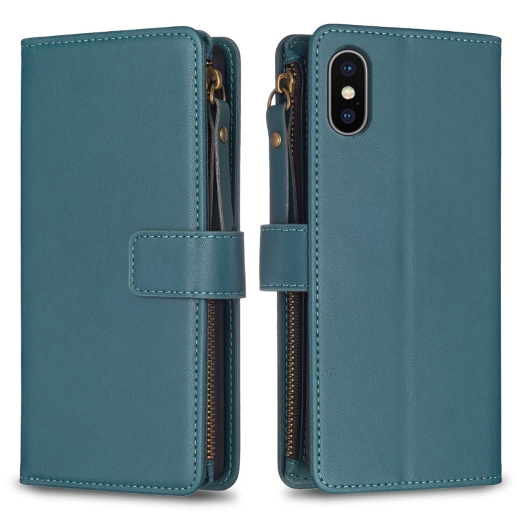 9 Card Slots Zipper Wallet Leather Flip Phone Case, For iPhone XS / X, For iPhone XR, For iPhone XS Max, For iPhone 8 Plus / 7 Plus