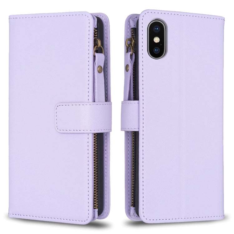 9 Card Slots Zipper Wallet Leather Flip Phone Case, For iPhone XS / X, For iPhone XR, For iPhone XS Max, For iPhone 8 Plus / 7 Plus