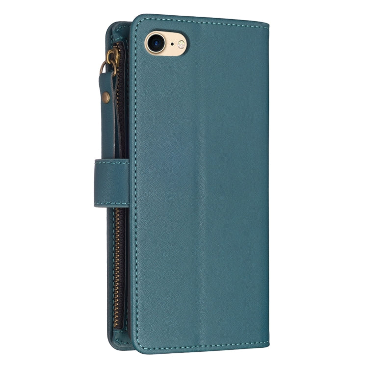 9 Card Slots Zipper Wallet Leather Flip Phone Case, For iPhone SE 2022/SE 2020 / 8 / 7, For iPhone 13 Pro Max, For iPhone 13 Pro, For iPhone 12 / 12 Pro