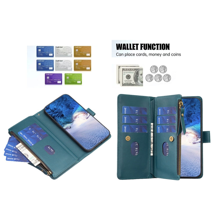 9 Card Slots Zipper Wallet Leather Flip Phone Case, For iPhone 15 Pro Max, For iPhone 15 Pro, For iPhone 15 Plus, For iPhone 15