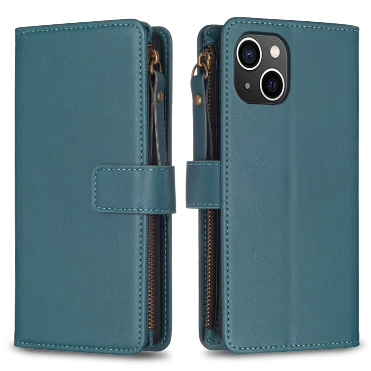 9 Card Slots Zipper Wallet Leather Flip Phone Case, For iPhone 15 Pro Max, For iPhone 15 Pro, For iPhone 15 Plus, For iPhone 15