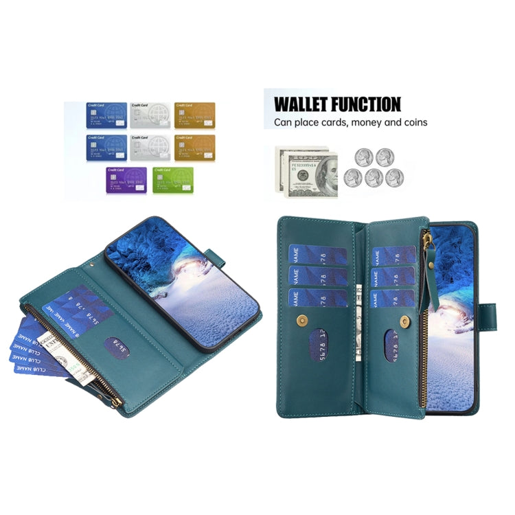 9 Card Slots Zipper Wallet Leather Flip Phone Case, For iPhone 16 Pro Max, For iPhone 16 Pro, For iPhone 16 Plus, For iPhone 16