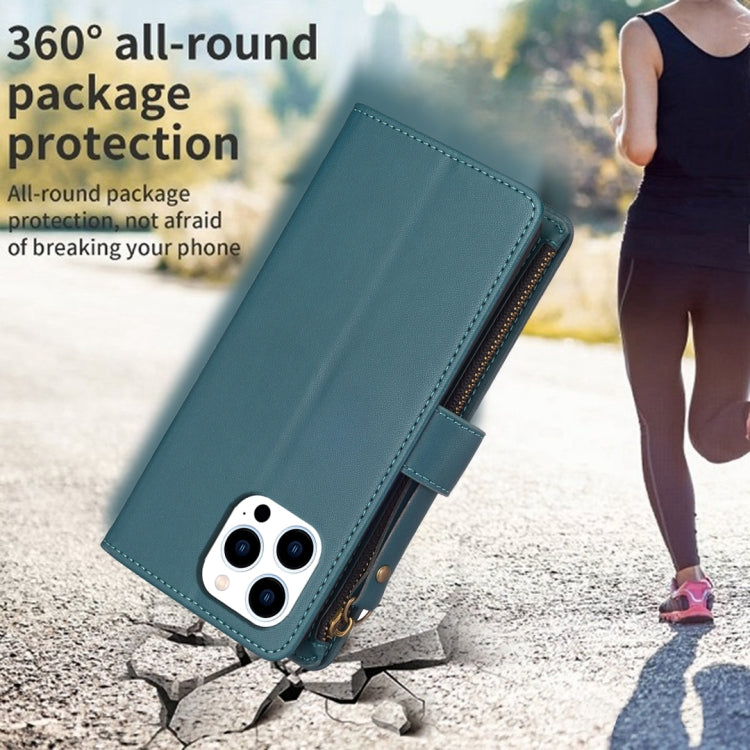 9 Card Slots Zipper Wallet Leather Flip Phone Case, For iPhone 16 Pro Max, For iPhone 16 Pro, For iPhone 16 Plus, For iPhone 16