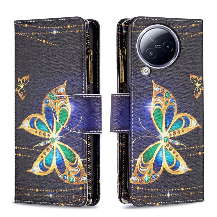 Colored Drawing Pattern Zipper Leather Phone Case