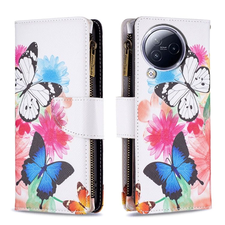 Colored Drawing Pattern Zipper Leather Phone Case