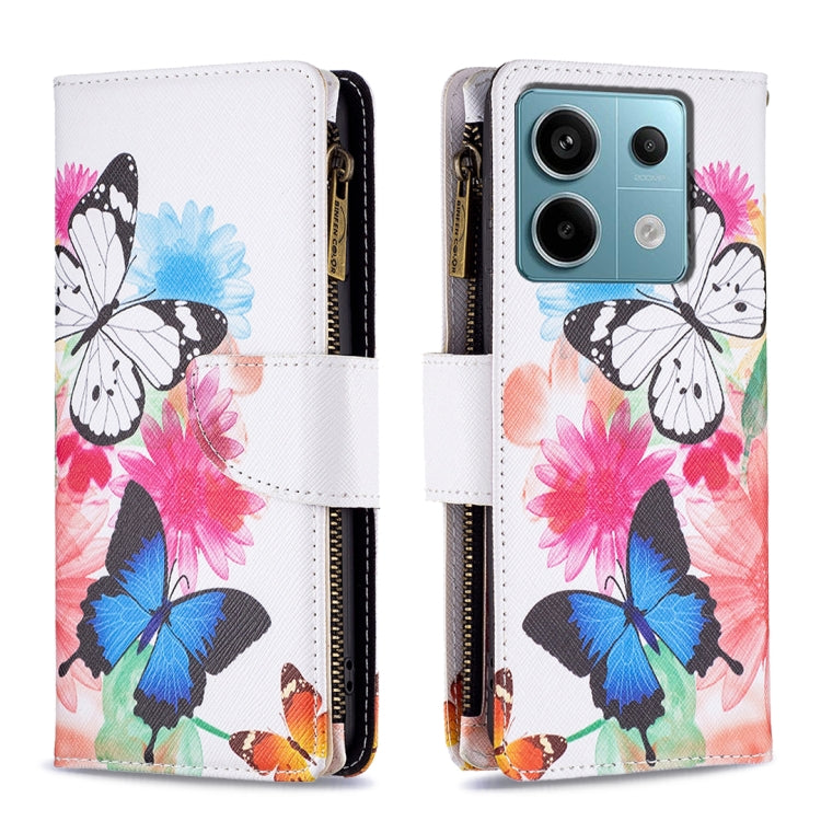 Colored Drawing Pattern Zipper Leather Phone Case