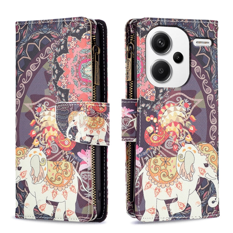 Colored Drawing Pattern Zipper Leather Phone Case