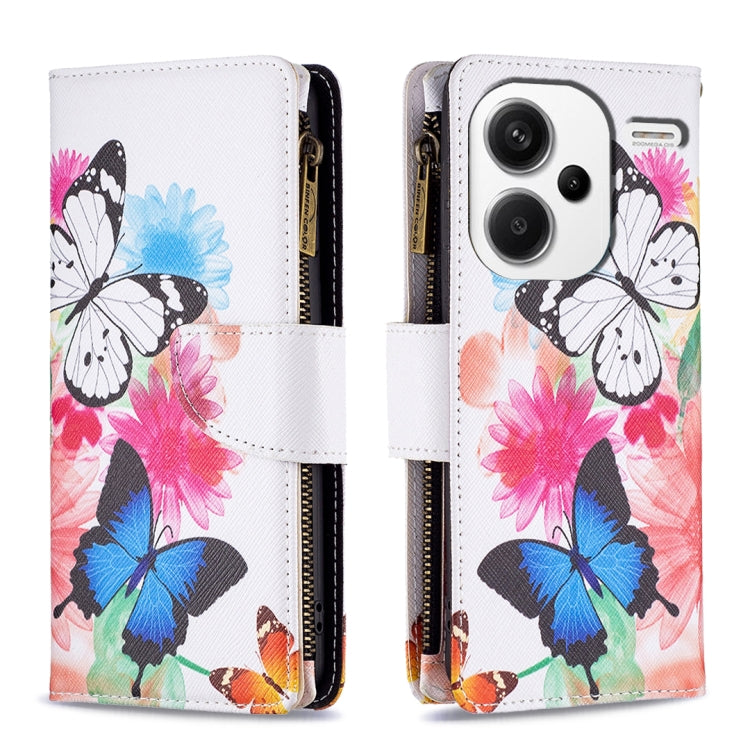 Colored Drawing Pattern Zipper Leather Phone Case