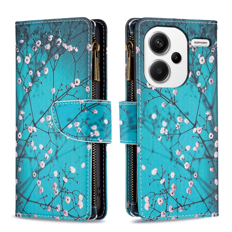 Colored Drawing Pattern Zipper Leather Phone Case
