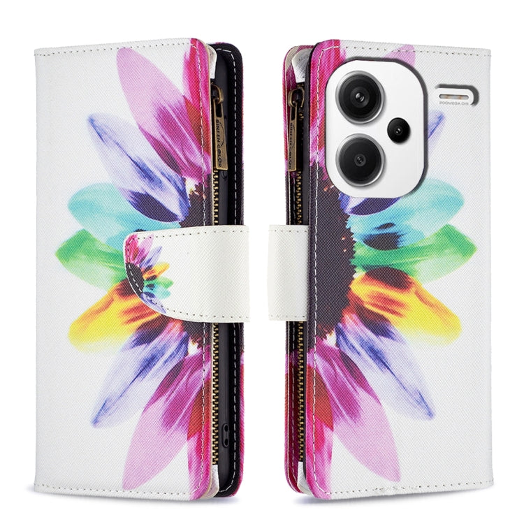 Colored Drawing Pattern Zipper Leather Phone Case