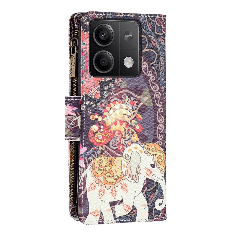 Colored Drawing Pattern Zipper Leather Phone Case