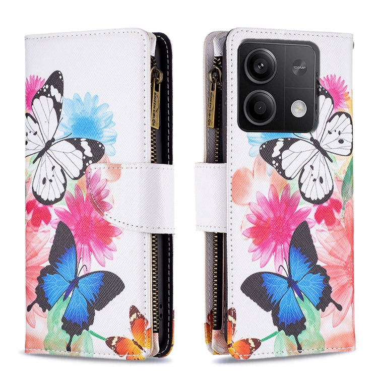 Colored Drawing Pattern Zipper Leather Phone Case