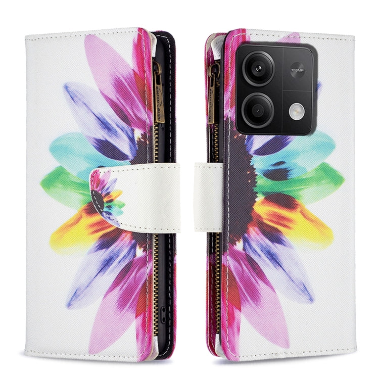 Colored Drawing Pattern Zipper Leather Phone Case