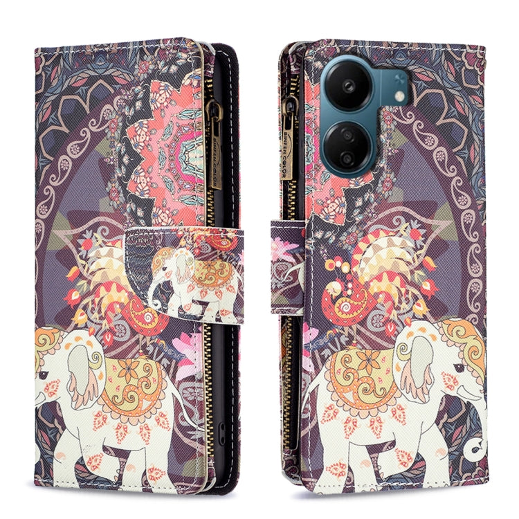 Colored Drawing Pattern Zipper Leather Phone Case