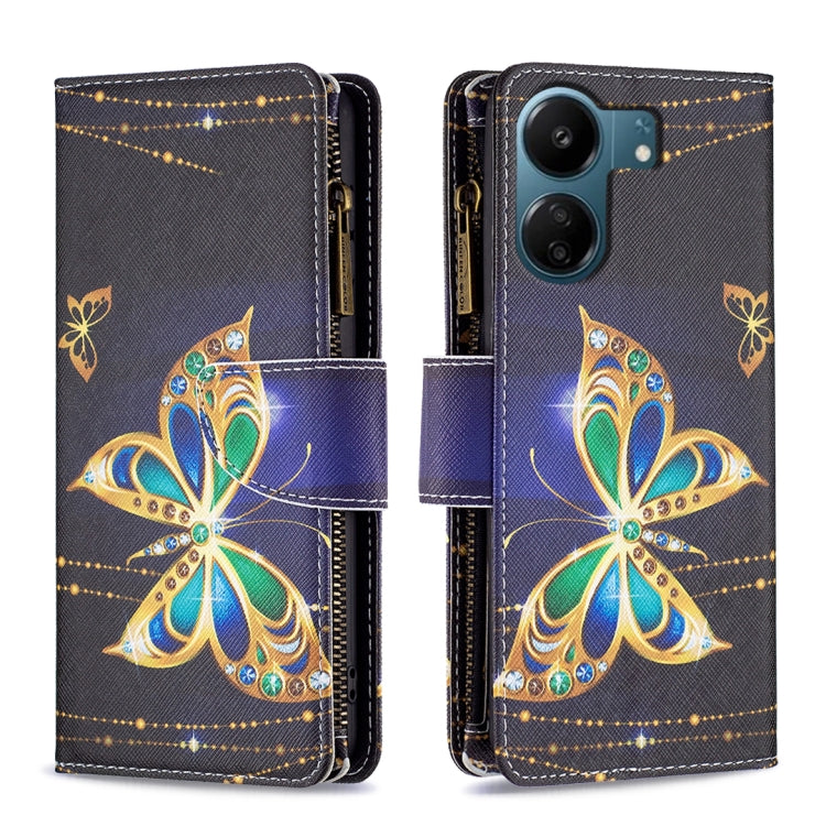 Colored Drawing Pattern Zipper Leather Phone Case