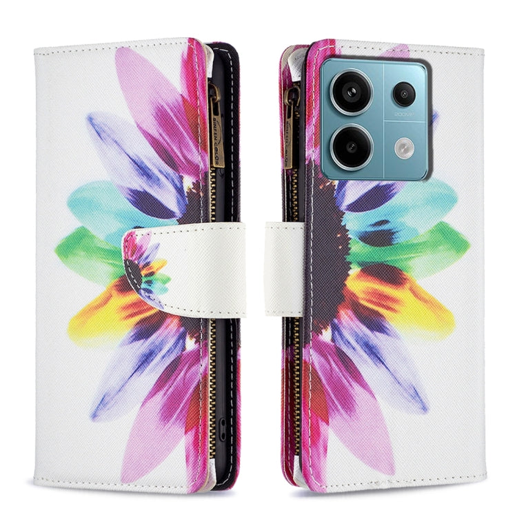 Colored Drawing Pattern Zipper Leather Phone Case