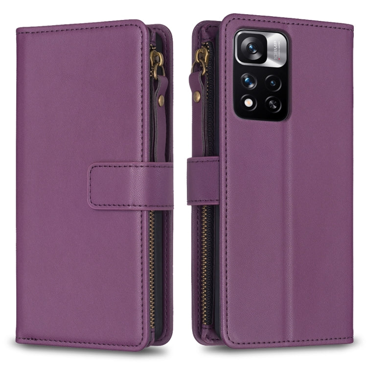 9 Card Slots Zipper Wallet Leather Flip Phone Case
