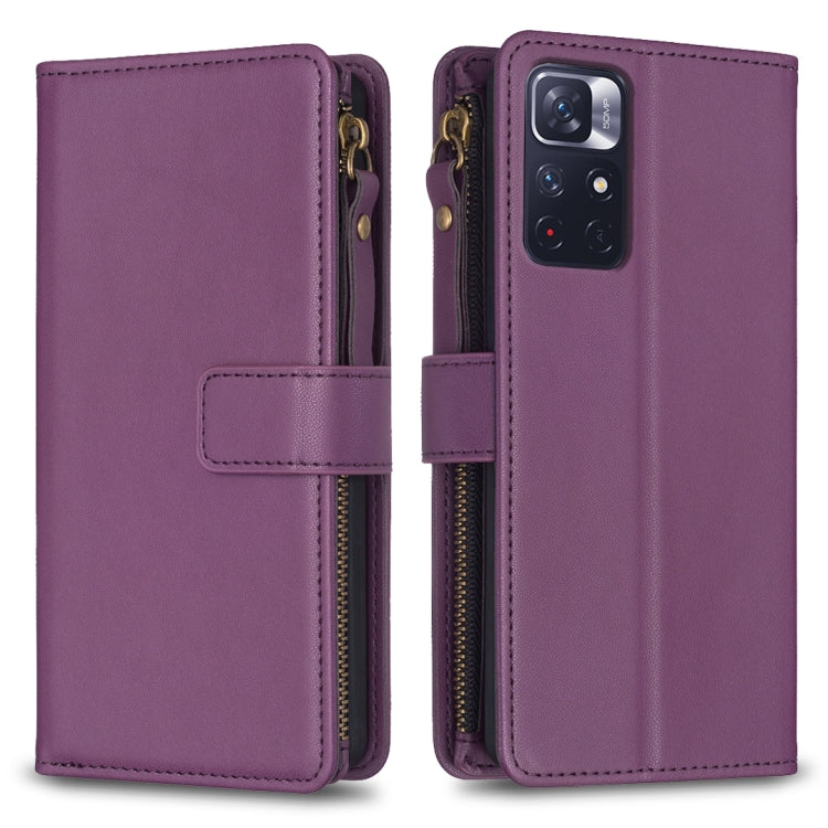 9 Card Slots Zipper Wallet Leather Flip Phone Case