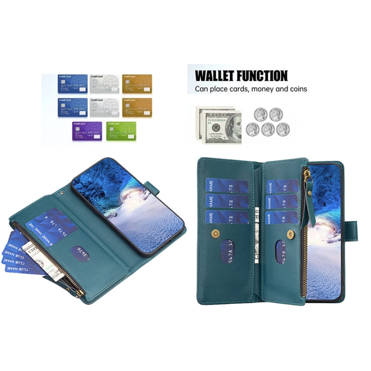 9 Card Slots Zipper Wallet Leather Flip Phone Case