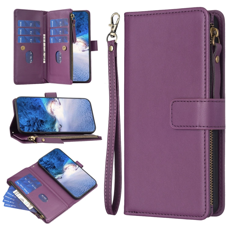 9 Card Slots Zipper Wallet Leather Flip Phone Case