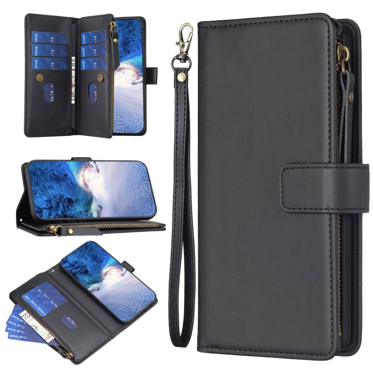9 Card Slots Zipper Wallet Leather Flip Phone Case