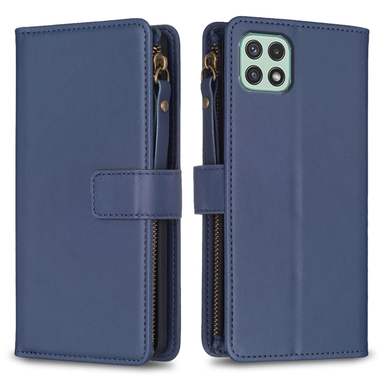 9 Card Slots Zipper Wallet Leather Flip Phone Case, For Samsung Galaxy A22 4G, For Samsung Galaxy A22 5G, For Samsung Galaxy S21 FE 5G, For Samsung Galaxy A23 4G