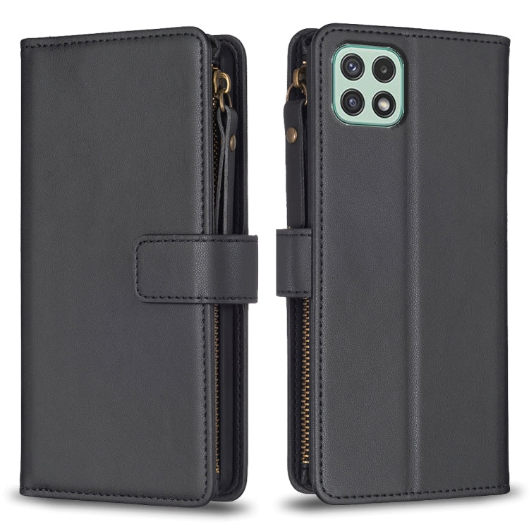 9 Card Slots Zipper Wallet Leather Flip Phone Case, For Samsung Galaxy A22 4G, For Samsung Galaxy A22 5G, For Samsung Galaxy S21 FE 5G, For Samsung Galaxy A23 4G