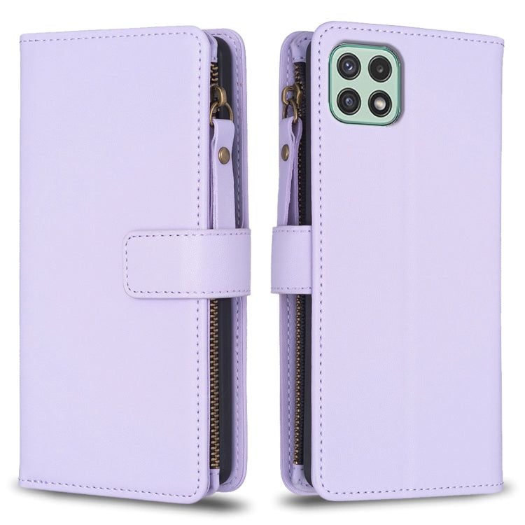 9 Card Slots Zipper Wallet Leather Flip Phone Case, For Samsung Galaxy A22 4G, For Samsung Galaxy A22 5G, For Samsung Galaxy S21 FE 5G, For Samsung Galaxy A23 4G